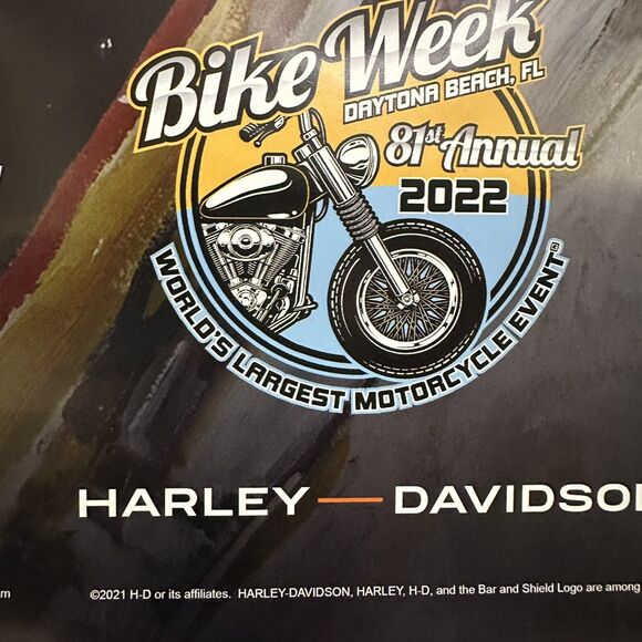 Daytona Beach Bike Week 2022 Event Poster Harley Davidson Motorcycle 81st Annual - Picture 5 of 9